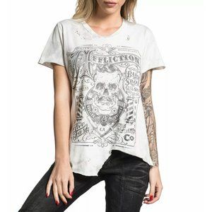 AFFLICTION Women's T-Shirt S/S THE BARBER Tee Bike